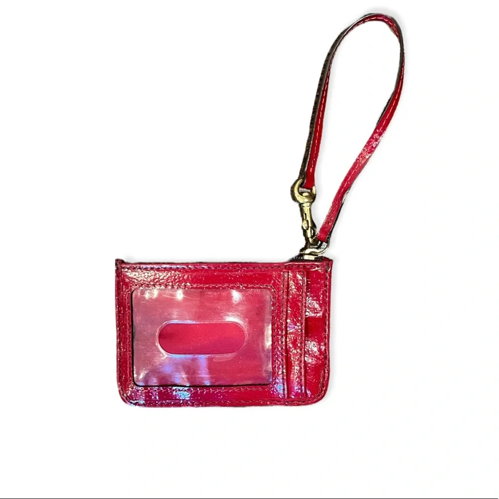 Coach Signature Monogram Red ID Wristlet - Picture 2 of 2
